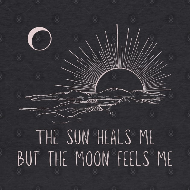 The Sun heals me but the moon feels me Minimalist Black Work Line Art by BlackWork